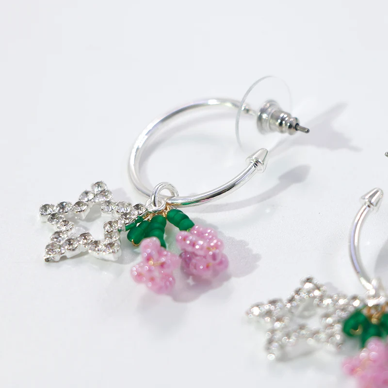 Diamond -Sterne und Perlen Blumenohrringe
