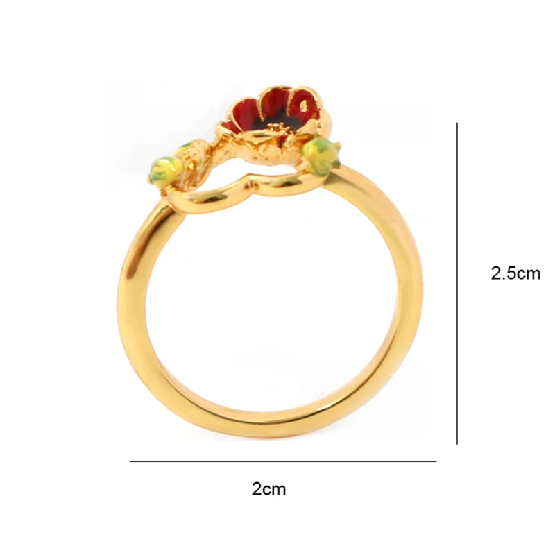 Brass Enamel Flower-Heart Ring
