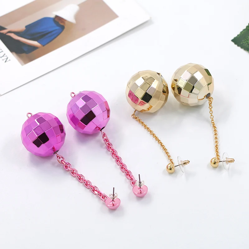 Disco Plastic Ball Earrings